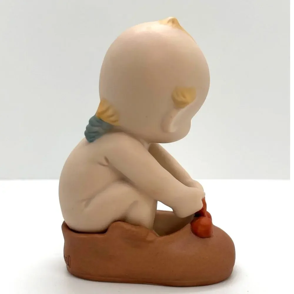 VTG 1992 Enesco Rose O'Neill Porcelain Kewpie Doll Figurine, Baby in a Shoe